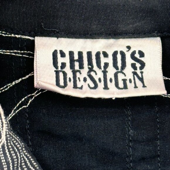 Chicos 2 Design Black Embroidered jacket Abstract Floral  size large vintage - Picture 5 of 11